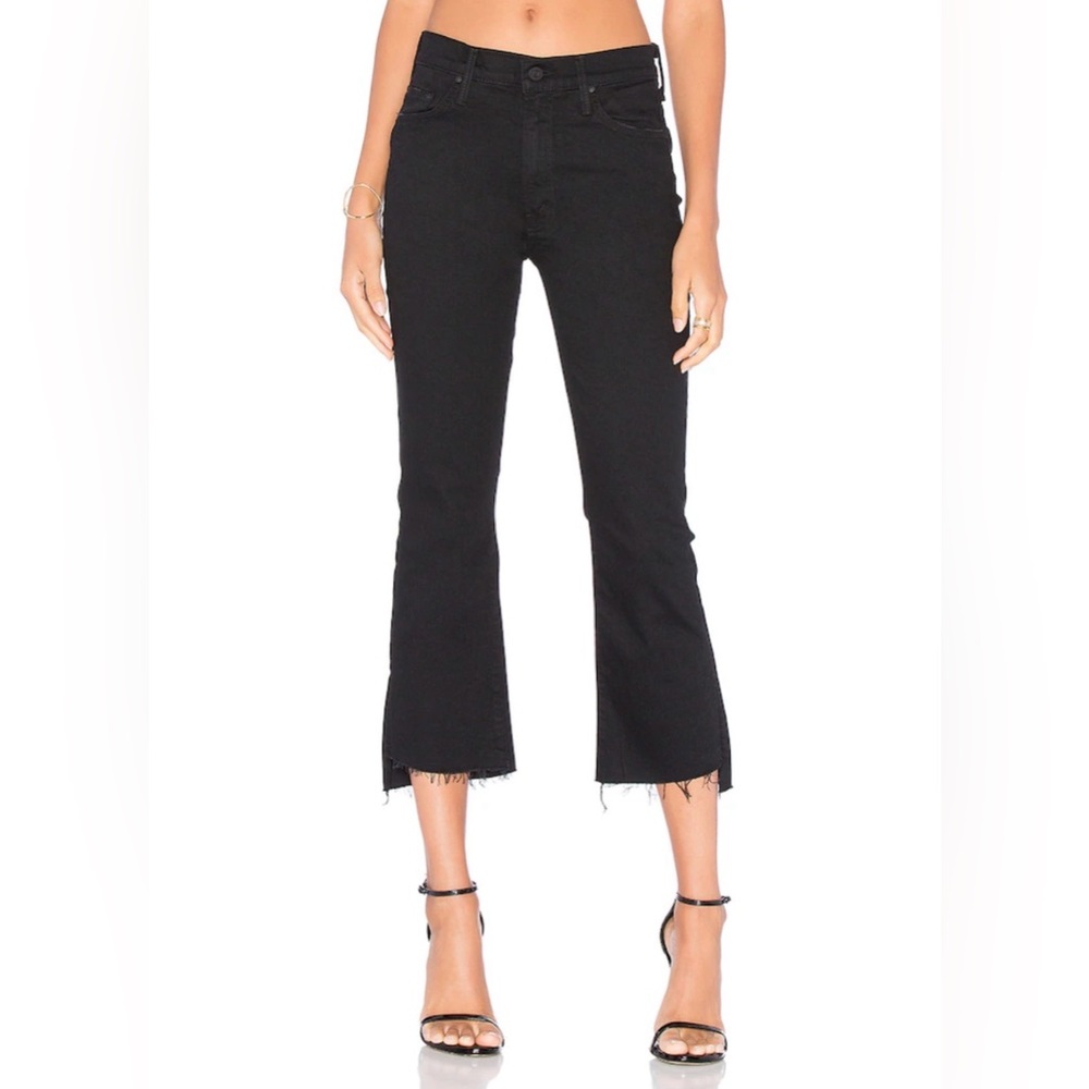 Mother Insider Crop Step Fray Jeans in Not Guilty Black Women’s Size 24 - Picture 3 of 16